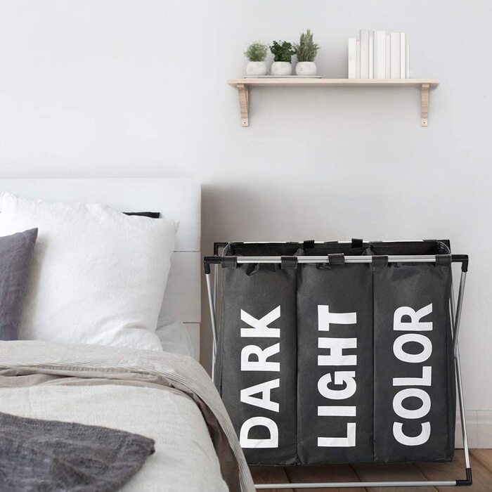 Сортувальник для білизни Oxford Trio з 3 відділеннями (102L) - Чорний