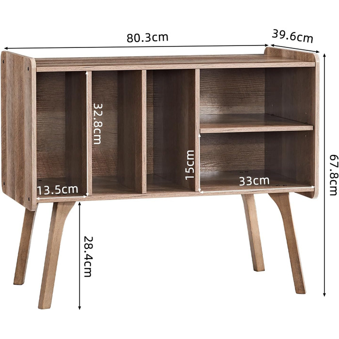 Сумка для вінілових платівок LELELINKY: стійка підставка для 220 платівок, з міцними дерев'яними ніжками, Mid-Century стиль, біле вінілове сховище (дуб)