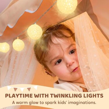 Дитячий намет SYNCFUN з килимком та світлом для гри в приміщенні. Ігровий будиночок для дівчаток 3-13 років (Бежевий).