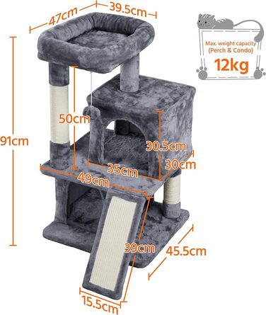 Когтеточка для котів Yaheetech Cat Tree Small Cat Tree Stable для котів з котячою печерою та кігтеточкою, темно-сіра