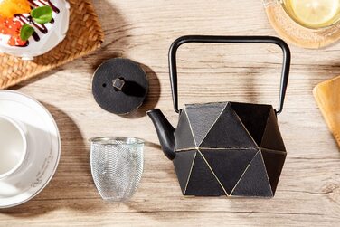 Чавунний чайник Toptier, чавунний японський чайник, безпечний для використання на плиті, чайник з алмазним дизайном і знімним чайником