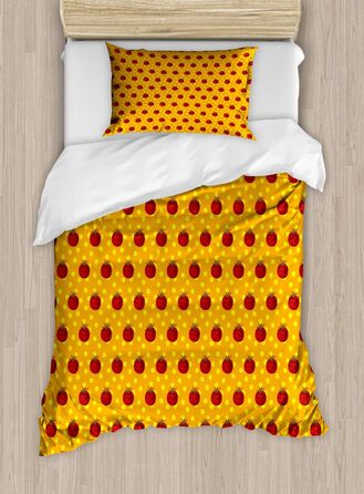 Набір овочевих підковдр Двоспальне ліжко, візерунок зі свіжих помідорів, м'яка форма Найвища якість Підковдра з 2 предметів з 1 наволочкою, 170 x 220 см - 75 x 50 см, помаранчевий червоний жовтий