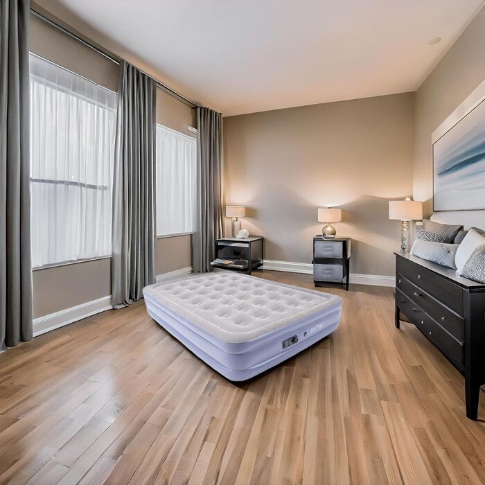 Надувне ліжко Icelus 204x153x23 см з повітряним насосом - ліжко для кемпінгу, подорожей та дому (2 особи)