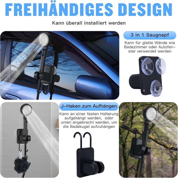 Мобільний душ Campingdusche з помпою, 10000mAh, для кемпінгу, відпочинку, автомийки, пляжу, тварин