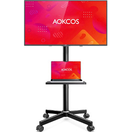 Підставка для телевізора на колесах для 32-65 дюймів, чорна, до 40 кг, VESA 400x400 мм