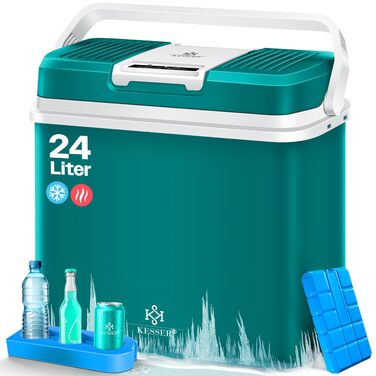 Автомобільний термобокс KESSER 24л: Електричний холодильник/грілка 12/230V для авто, човна, кемпінгу. Режими ECO та MAX. Зелений