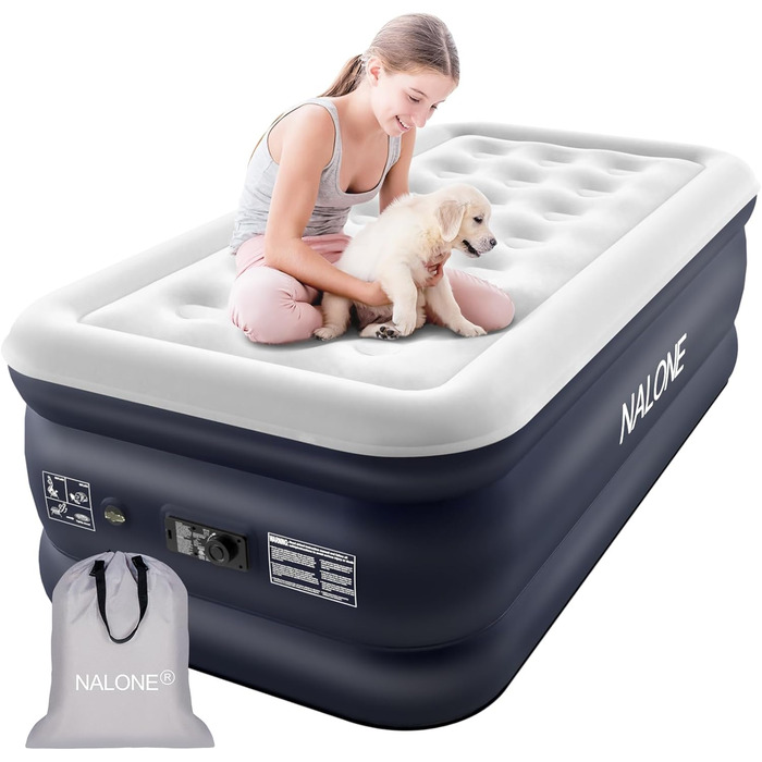 Надувний матрац NALONE для 2 осіб з самонадуваємою системою та вбудованим насосом, для кемпінгу та дому (Twin XL)