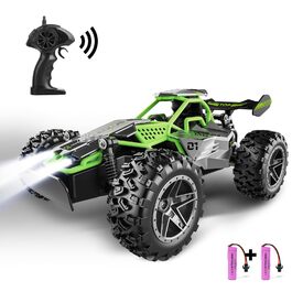 RC Автомобіль на радіокеруванні 2.4GHz, Monstertruck 15+ км/год зі світлодіодами, іграшка для хлопчиків, чорно-червоний (сірий/зелений)
