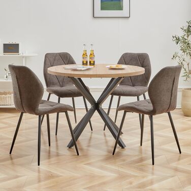 Обідні стільці GrandCA HOME, 6 шт. в наборі, чорного кольору, з м'яким сидінням та металевими ніжками, стиль скандинавський