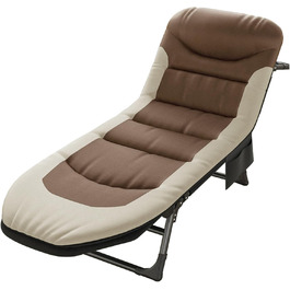 Розкладне кемпінгове ліжко XXL Folding Bed — широка туристична лежанка з регульованою спинкою для відпочинку, риболовлі та саду (Коричневий)