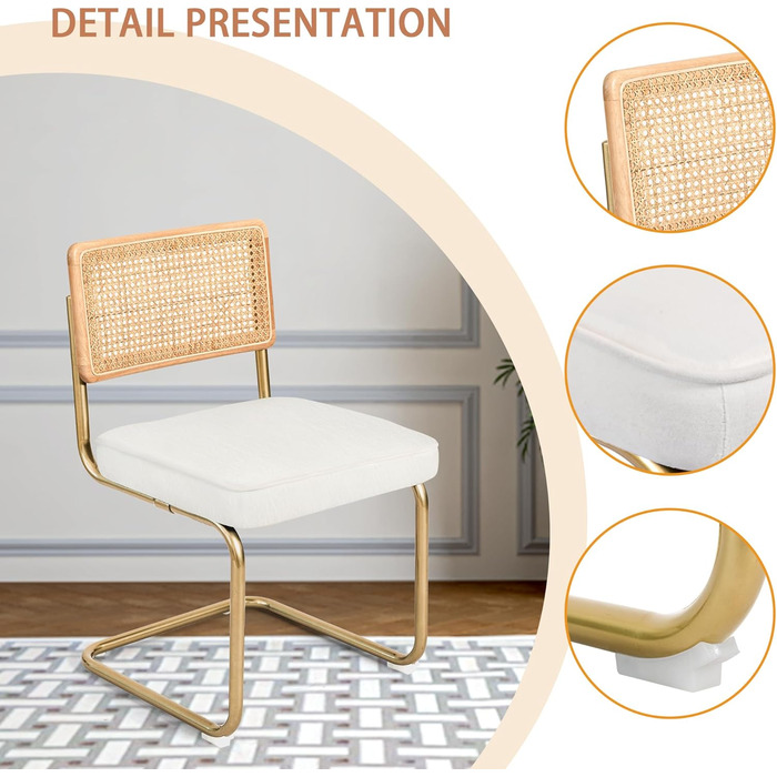 Набір з 2-х обідніх крісел CangLong, м'який крісло-відпочивальник для кухні, їдальні та вітальні, гостьові крісла з масивними дерев'яними ніжками (білий велюр)