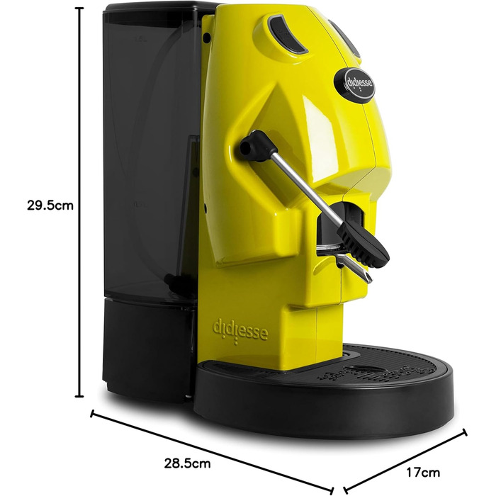 Кавомашина Didiesse Baby Frog Pad – компактна, 450 Вт, з підставою для паді, 1,5 л бак (білий, лимонно-жовтий)
