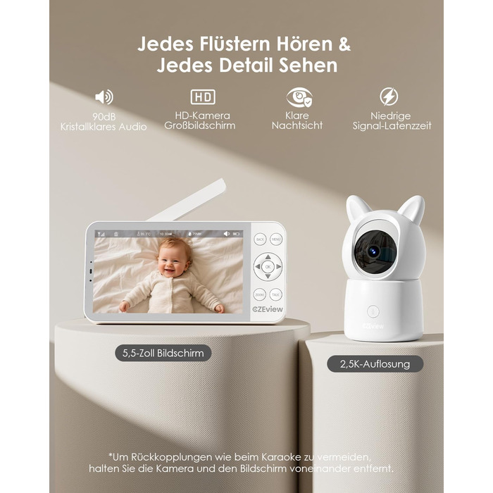 Відеоняня з камерою 2.5K, 5.5