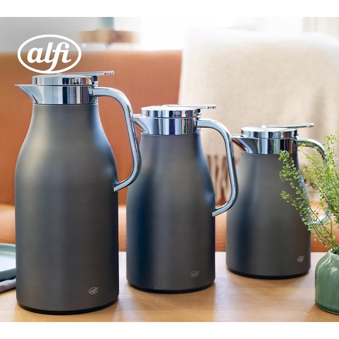 Термос Alfi SKYLINE 1.5л з нержавіючої сталі з скляною вставкою, сірий (1500 мл)
