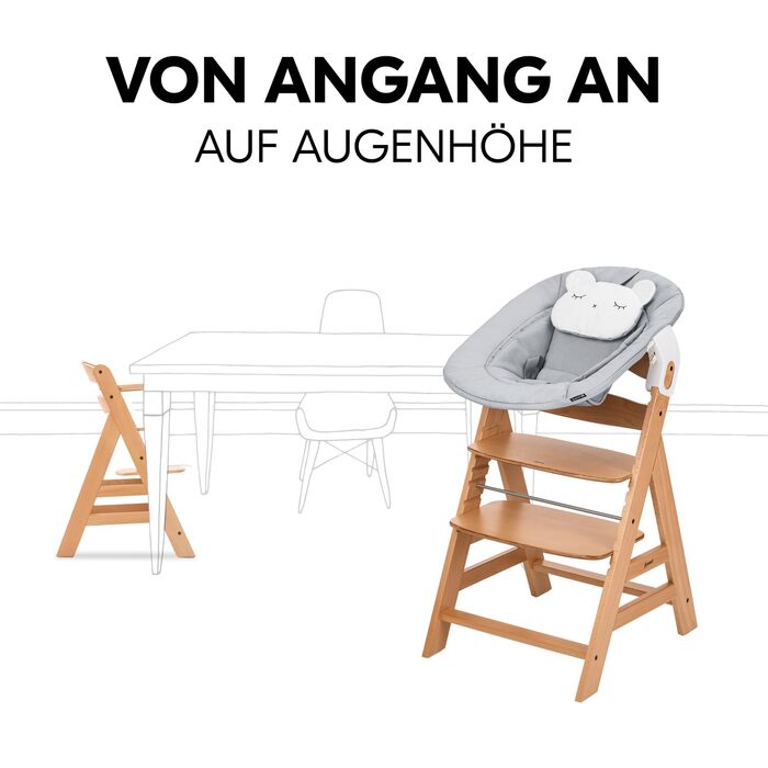 Дитячий стільчик Hauck Alpha Newborn Set Plus Dark Grey - преміум модель для новонароджених, до 90 кг, з 5-точковим ременем безпеки та захисним бампером
