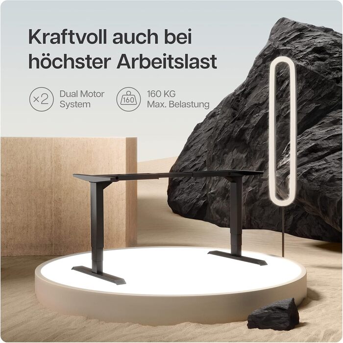 Електричний регульований стіл Desktronic - білий/чорний, з сенсорним керуванням та подвійним мотором