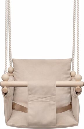 Дитяча гойдалка-крісло MAMOI® для дому, дерев'яна гойдалка для малюків, бежева (Scandi) для дверного отвору