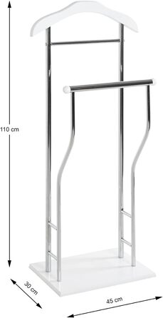 Підставка для одягу HAKU Möbel для чоловіків, хром, білий, MDF, метал, 45x110x30 см, сучасний стиль