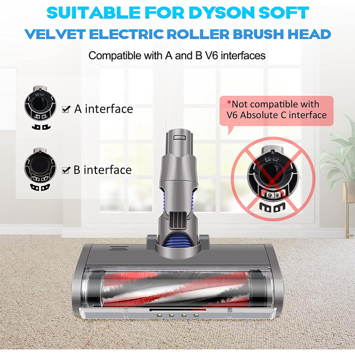 Головка пилососа ARyee сумісна з Dyson V6, V6 Absolute, V6 Animal Fluffy, V6 Trigger, V6 моторизований пилосос для підлоги серії