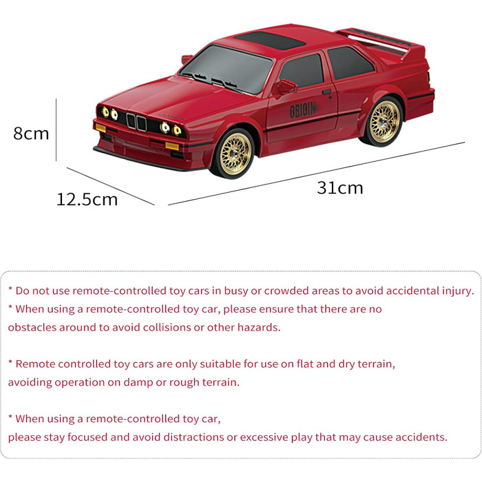 RC Дрифт-кар Drift Auto 1:16, 2.4 GHz, 30 км/год, 4WD, LED підсвічування, червоний, з акумулятором
