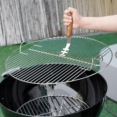 Набір гриль-посуду Onlyfire 4-в-1: щипці, лопатка, виделка, щітка з нержавіючої сталі та акації, з ручками та петлями для підвішування