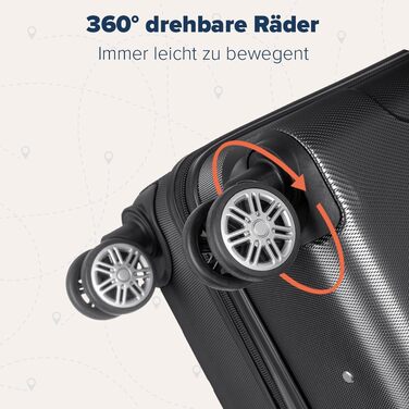 Набір валіз TRVLMORE 2 шт. з твердим корпусом - Чемодан та набір ручних валіз - Набір валіз 2 шт. - Набір валіз для подорожей 2 шт. - Набір валіз з твердим корпусом 2 шт. - Набір ручних валіз 2 шт. - Чорний набір валіз 2 шт.