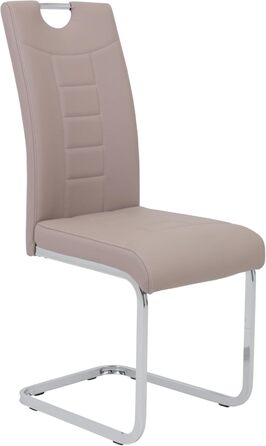 Набір з 4 кухонних стільців Hela Ruby, штучна шкіра капучино, металевий каркас, хромована ручка, до 140 кг