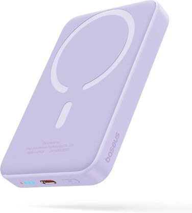 Магнітний, зовнішній акумулятор для iPhone 15-12, PD 20W, USB-C, Фіолетовий, 10000mAh