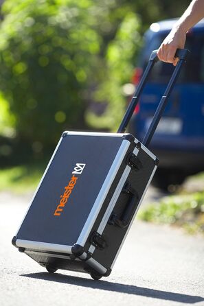 Набір інструментів Meister 156 предметів у візку на колесах з телескопічною ручкою - професійний кейс для інструментів, чорний/сріблястий, 8971440