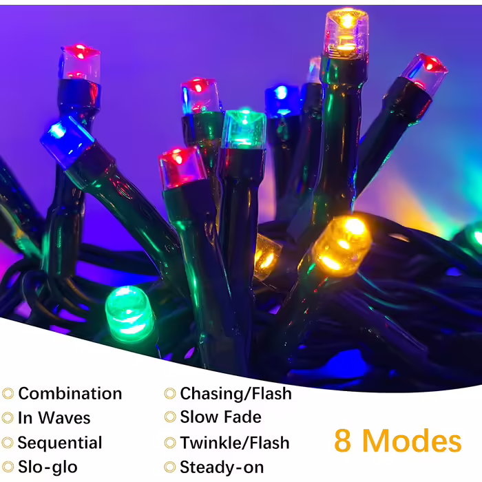 Гірлянда Meision 30 м, 300 LED, різнокольорова, для вулиці та дому, водонепроникна IP44, з таймером і 8 режимами, для балкона, саду, весілля, темно-зелений дріт