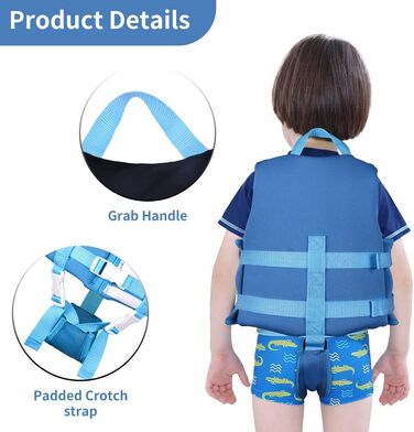 Дитяча плавальна куртка, плавки для малюків, плавальний купальник з регульованим кріпленням для дітей унісекс (Світло-блакитний, 1825 кг (Рекомендований вік 4-6 років))