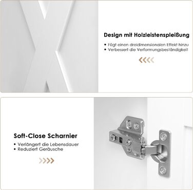 Сервант HOCSOK з 3 шухлядами та 3 дверцятами для кухні, буфет з робочою поверхнею, для вітальні, їдальні, з дерева, білий & коричневий (білий & чорний)