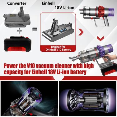 Адаптер BTRUI V10 для пилососа Einhell 18V на Dyson V10 SV12 (лише адаптер)