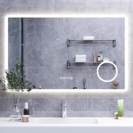 Дзеркало для ванної кімнати HySail з підсвічуванням, 5 мм, високоякісний срібний дзеркало, 3 колірні температури та регульована яскравість, настінне дзеркало з сенсорним перемикачем та антизапарюючим покриттям, прямокутне, 100 x 60 см