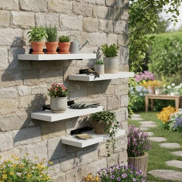 Набір полиць настінних 4 шт. для декору та книг з МДФ, білі 40x14x3 см