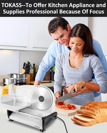 Електричний слайсер 200W з нержавіючої сталі - кухонний слайсер для м'яса, сиру, хліба та ковбаси, регулювання товщини шару 0-15 мм, 2 леза