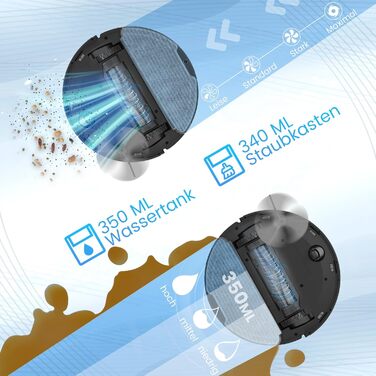 Робот-пилосос з функцією миття та станцією самоочищення, об'єм 3.5л, для килима та шерсті тварин, керування через додаток та Alexa, LiDAR навігація, час роботи 180хв (Чорний)