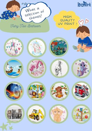 Дерев'яне ліжко Leomark Lovely Unicorn для дітей з матрацом, бортиками та ламелями, 70/140 см, з УФ-друком