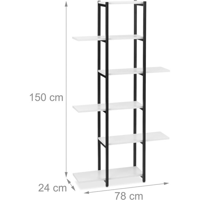 Полиця для рослин Relaxdays, сходи для квітів 6 полиць, 150x78x24 см, сталь і МДФ, (чорний/білий)