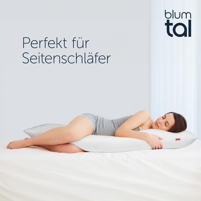 Подушка для сну на боці Blumtal з чохлом 40 x 145 см, сертифікат Oeko-TEX, регульована наповнювачем, ортопедична подушка для дорослих