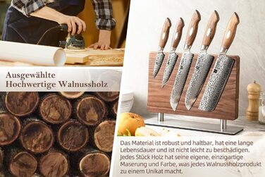 Блок для ножів XINZUO з волоського горіха, магнітний, двосторонній - тримач для ножів без ножів, для кухні, легко миється, з подарунковою коробкою