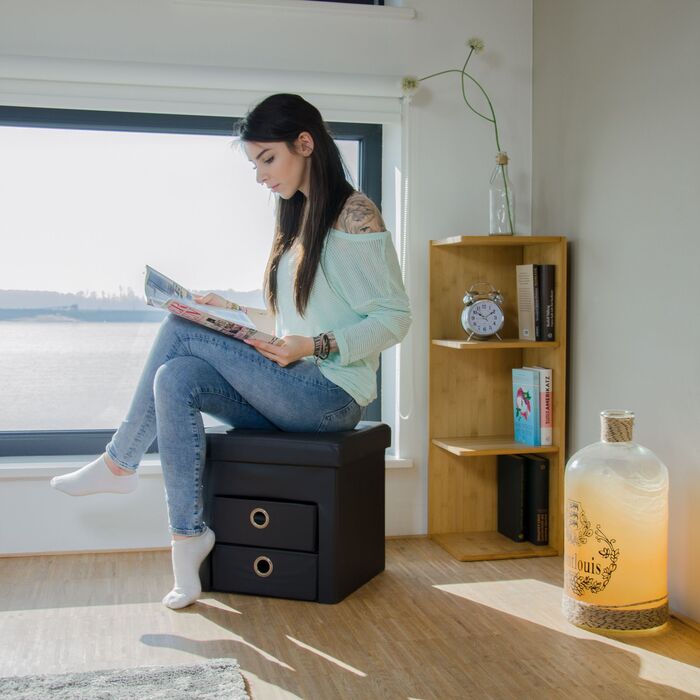 Відкидна табуретка Relaxdays з штучної шкіри та двома відділеннями