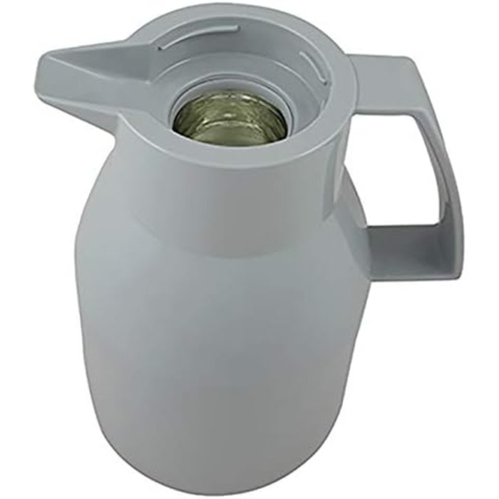 Термос Helios Wash Thermoskanne 1L: 6 годин тепла, 100% герметичний, для миття в посудомийній машині, з подвійним скляним вкладишем (сірий)