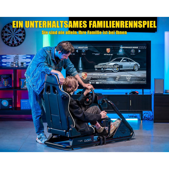 GTPLAYER Симулятор кокпіт для автосимуляторів, стійка для керма та педалей, білий