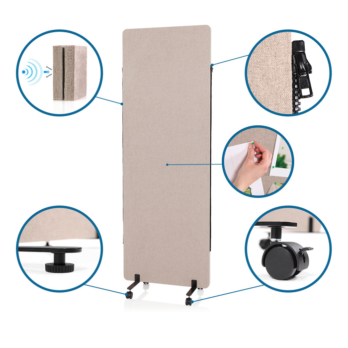 Елемент перегородки FLEXMIUT, відтінок тауп (taupe), для офісу