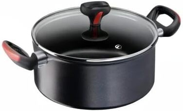 Каструля Lagostina Linea Rossa, індукційна, з двома ручками, Ø 24 см, алюміній, з кришкою, для плити та духовки, чорна