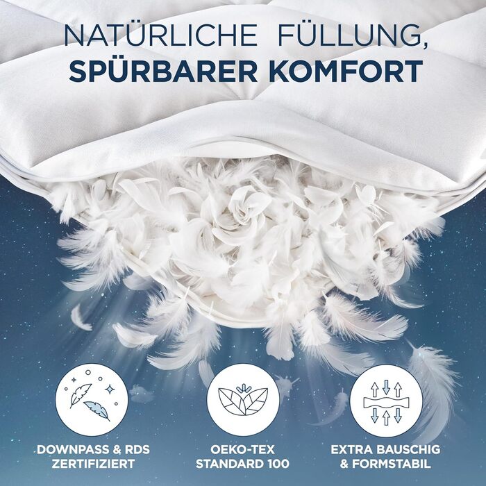 Плед з пуху та пера 135x200 см - сертифікована Oeko-Tex ковдра з м'якого пуху та пера - ковдра з пуху - сертифікована RDS літня та зимова ковдра - Duvet - ковдра на всі сезони 135 x 200 см