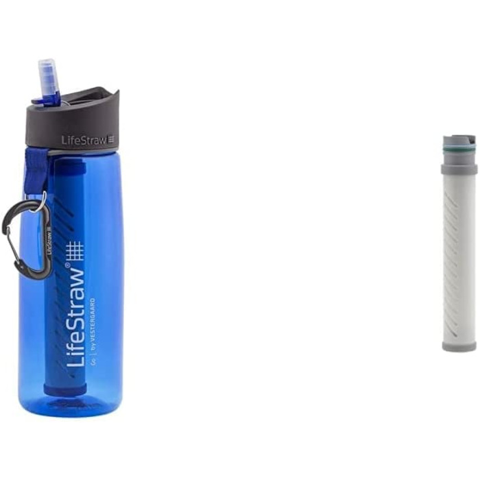 Багаторазова пляшка для води LifeStraw Go 2 Це вбудований (2-ступінчастий) зелений фільтр, зелений, 2-ступінчаста багаторазова пляшка для води LifeStraw Go Це вбудований фільтр (2-ступінчастий) зелений