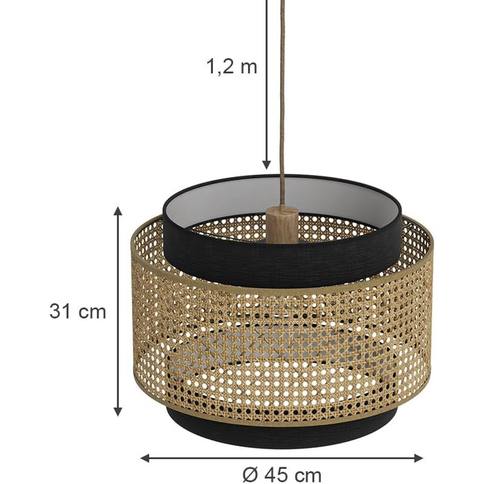 Стійка лампа Vicco Morten з ротангу, 26 x 45 см, для читання, чорна