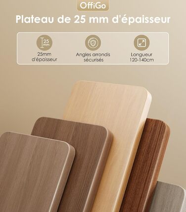 Регульований стіл OffiGo з двома моторами, ніжки столу з USB-C, електричний стіл-підйомник з 3-ма пам'ятними функціями, для столу 100-200 см (120 см, дуб)
